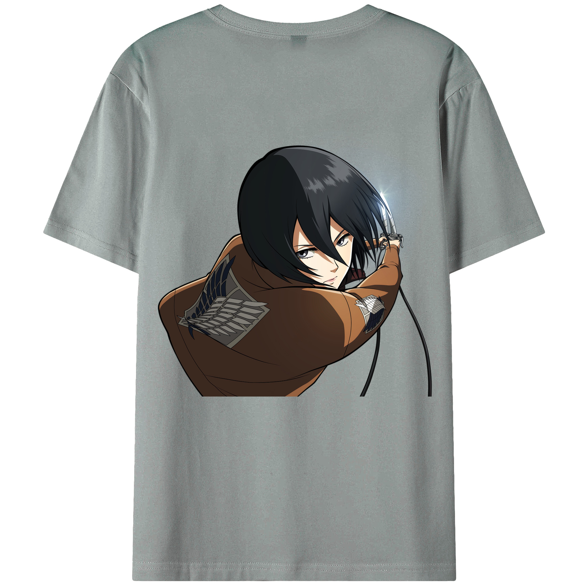 （画像用） 進撃の巨人 ミカサ·アッカーマン Attack on Titan Mikasa Ackerman 綿100％ メンズ半袖Tシャツ（バックプリント） 通気性